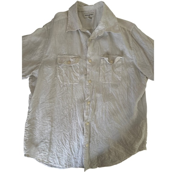 Banana Republic Other - Banana Republic Linen Shirt Button Up Short Sleeve Pockets Men's Large White